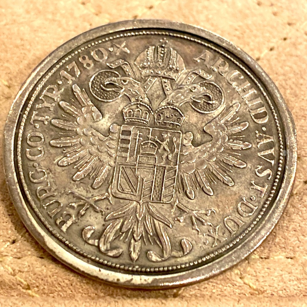 Vintage 1780 Austrian Maria Theresa Silver Coin Brooch